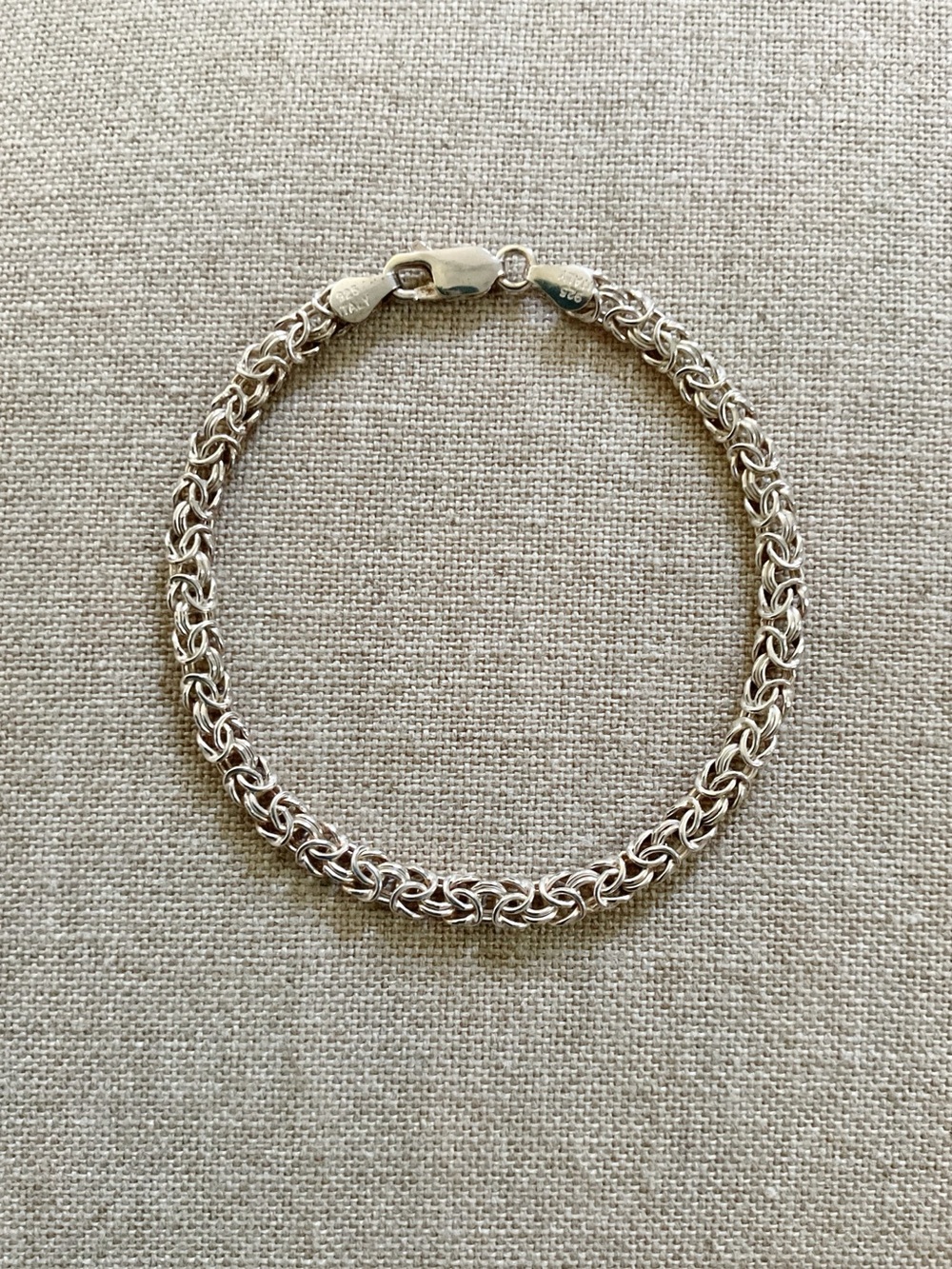 Italy 925 Sterling Silver Byzantine Chain Bracelet 7” 7.22g